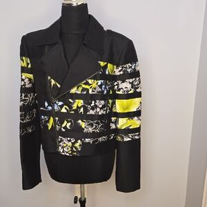 BCBGMaxAzria Black Blazer with Yellow Floral Accents